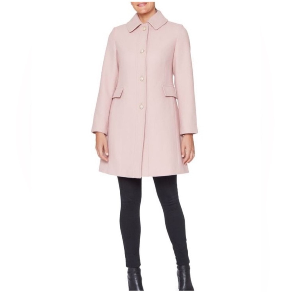 KATE SPADE NEW YORK Faux Pearl Wool-Blend Peacoat Size XS